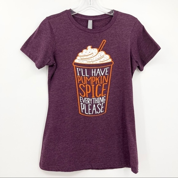 Next Level Pumpkin Spice Purple Graphic Slim Fit Crewneck Tee - Picture 3 of 7